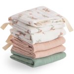 Lot de 5 gants de toilette ecru, rose, vert