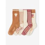 Lot 5 paires de chaussettes coeur fille beige