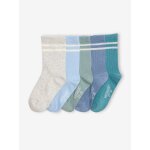 Lot de 5 paires de chaussettes c�tel�es ray�es gar�on bleu ciel