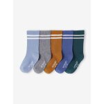 Lot de 5 paires de chaussettes c�tel�es ray�es gar�on bleu gris�