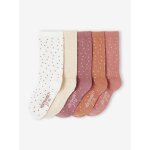 Lot de 5 paires de chaussettes  pois fille bois de rose