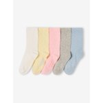 Lot de 5 paires de chaussettes � pois fille rose p�le