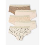 Lot de 5 shorties léopard et love fille écru Lot de 5 shorties léopard et love fille écru