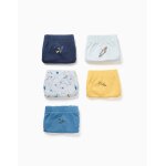 Lot de 5 slips en coton avec imprim�s fus�e multicolore