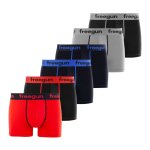 Lot de 6 boxers en coton rouge / noir / bleu / gris