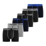 Lot de 6 boxers en coton uni noir / gris / bleu / blanc