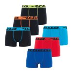 Lot de 6 boxers gar�on ecopack trio choc noir - noir - noir - bleu - rouge - turq