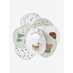 Lot 7 bavoirs naissance en coton bio * vert d'eau