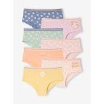 Lot de 7 shorties fleurs fille en coton bio rose