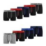 Lot de 9 boxers en coton uni noir / gris / bleu / blanc / rouge