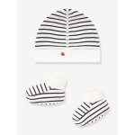 Lot bonnet et chaussons b�b� mixte marine