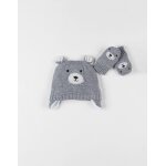 Lot chapka + moufles gris