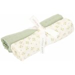 Lot de langes hydrophiles b�b� en coton bio multi - usages, doux et tr�s absorbants blanc, vert
