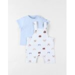 Lot salopette imprim animalier + t - shirt blanc