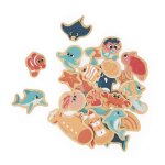 Magnets dinosaures en bois fsc 24 pcs beige - marin