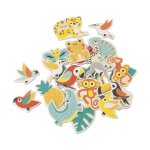 Magnets tropicaux en bois fsc 24 pi�ces jaune