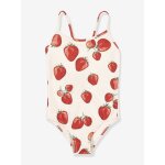 Maillot de bain 1 pi�ce fille motifs fraises rouge