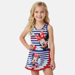 Maillot de bain 1 pi�ce � jupette imprim�, finitions volant�es minnie violet fonc�