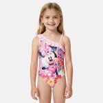 Maillot de bain 1 pi�ce avec volant et imprim� fille minnie rose clair