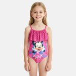Maillot de bain 1 pi�ce avec volant et imprim� fille minnie rouge