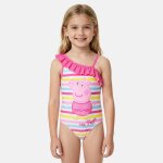 Maillot de bain 1 pi�ce � volants imprim� peppa pig rose