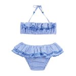 Maillot de bain 2 pièces carreaux vichy swan bleu ciel blanc Maillot de bain 2 pièces carreaux vichy swan bleu ciel blanc