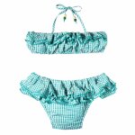Maillot de bain 2 pièces carreaux vichy swan vert blanc Maillot de bain 2 pièces carreaux vichy swan vert blanc