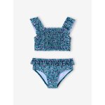 Maillot de bain 2 pi�ces fille fleurs vert �meraude