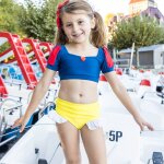 Maillot de bain 2 pi�ces fille princesse uv upf 50 + bleu