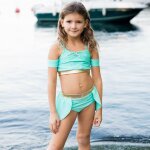 Maillot de bain 2 pi�ces fille princesse uv upf 50 + vert