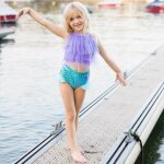 Maillot de bain 2 pi�ces fille sir�ne uv upf 50 + violet