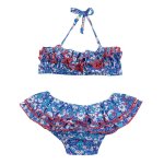 Maillot de bain 2 pièces fleuri liberty / swan bleu rouge Maillot de bain 2 pièces fleuri liberty / swan bleu rouge