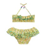 Maillot de bain 2 pièces fleuri & swan jaune vert Maillot de bain 2 pièces fleuri & swan jaune vert