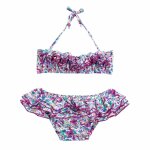 Maillot de bain 2 pièces fleuri & swan violet bleu Maillot de bain 2 pièces fleuri & swan violet bleu