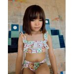 Maillot de bain 2 pi�ces avec motif mosa�que et volants blanc