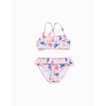 Maillot de bain 2 pi�ces avec motif stitch et volants rose clair