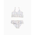 Maillot de bain 2 pi�ces � rayures ethniques et volants b&s blanc