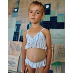 Maillot de bain 2 pi�ces � rayures ethniques et volants b&s blanc