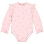 Maillot de bain anti - uv b�b� fille 1 pi�ce manches longues - imprim� marin rose