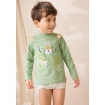 Maillot de bain bb 2 pices t - shirt de protection uv & boxer avec chapeau kanha vert
