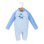 Maillot de bain b�b� gar�on fond blanc raye bleu