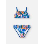 Maillot de bain bikini imprim avec bretelles fines ajustables bleu