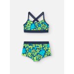 Maillot de bain bikini avec imprim fleurs et bretelles croises vert