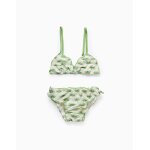 Maillot de bain bikini avec motif et volants vert clair