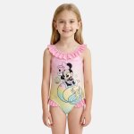 Maillot de bain fille 1 pi�ce rose motif sir�ne personnage minnie rose