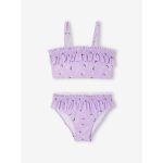 Maillot de bain fille 2 pièces haut smocké et volanté bas volanté lilas imprimé Maillot de bain fille 2 pièces haut smocké et volanté bas volanté lilas imprimé