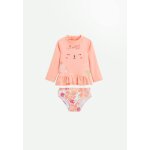 Maillot de bain fille 2 pi�ces t - shirt de protection uv et culotte deauville peche