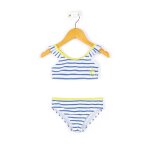 Maillot de bain fille fond blanc raye bleu