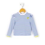 Maillot de bain fille fond blanc raye bleu
