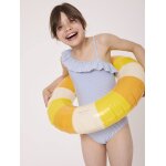 Maillot de bain fille fond blanc raye bleu
